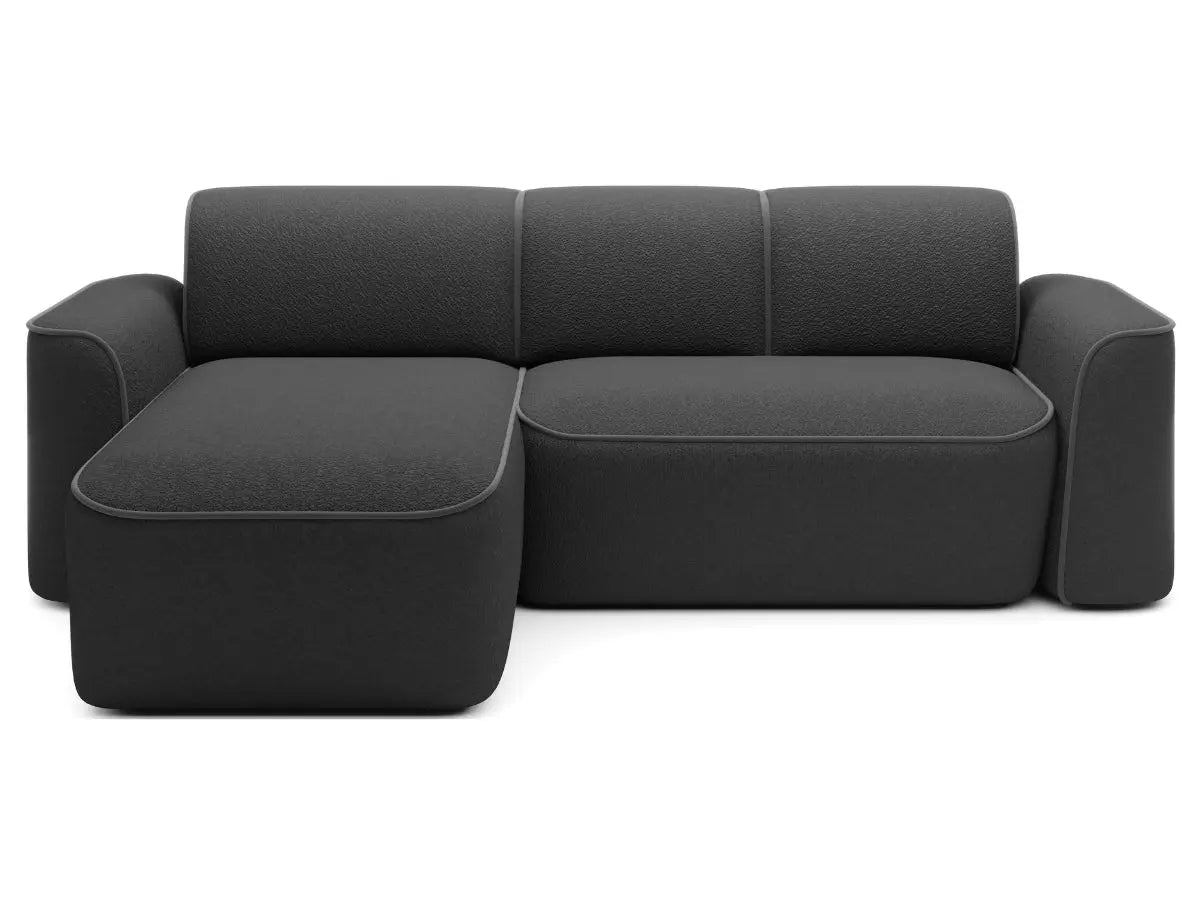 Canapé d'angle convertible électrique tissu boucle LUMIA Tissu-boucle-noir-Gauche