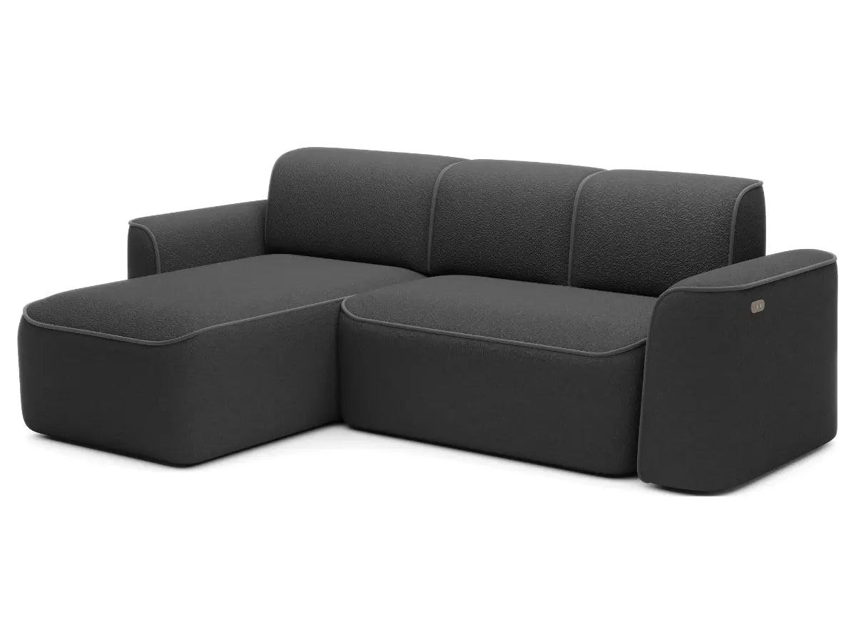 Canapé d'angle convertible électrique tissu boucle LUMIA