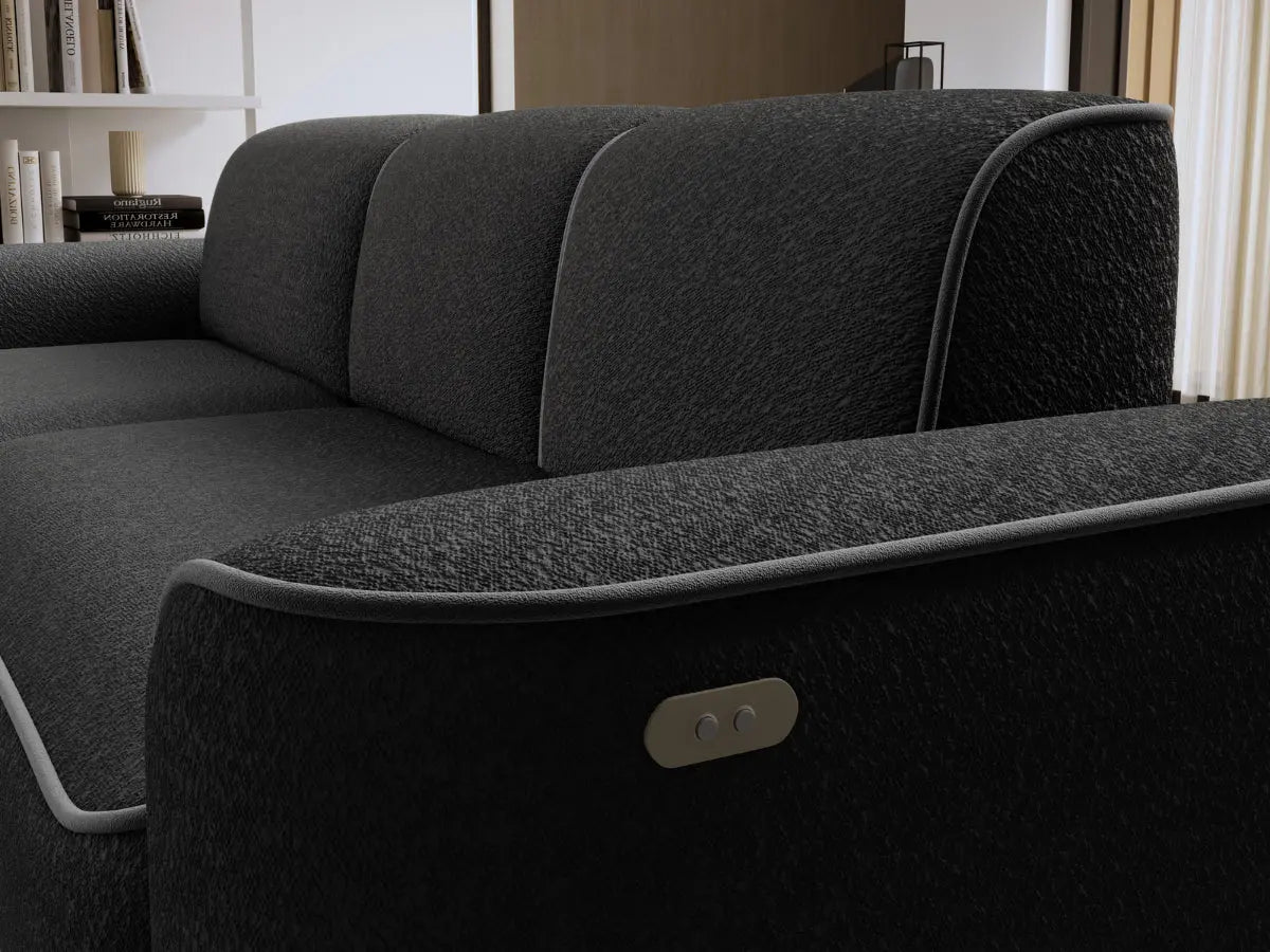 Canapé d'angle convertible électrique tissu boucle LUMIA