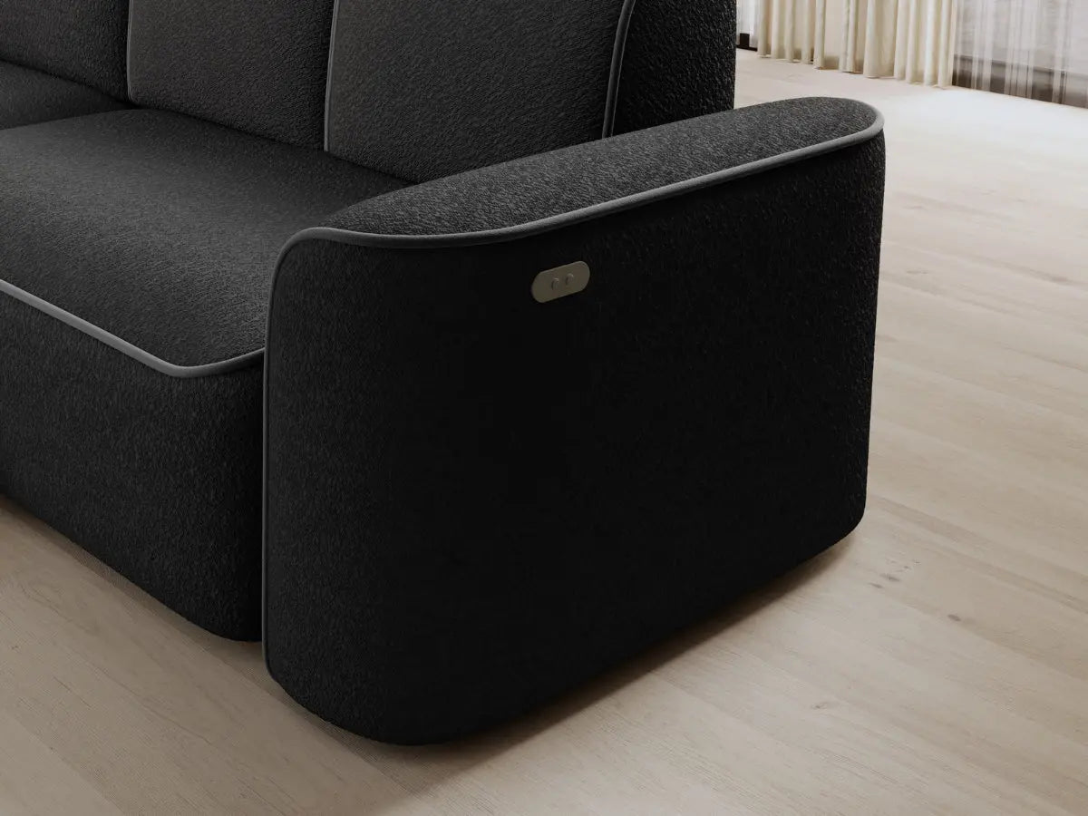 Canapé d'angle convertible électrique tissu boucle LUMIA