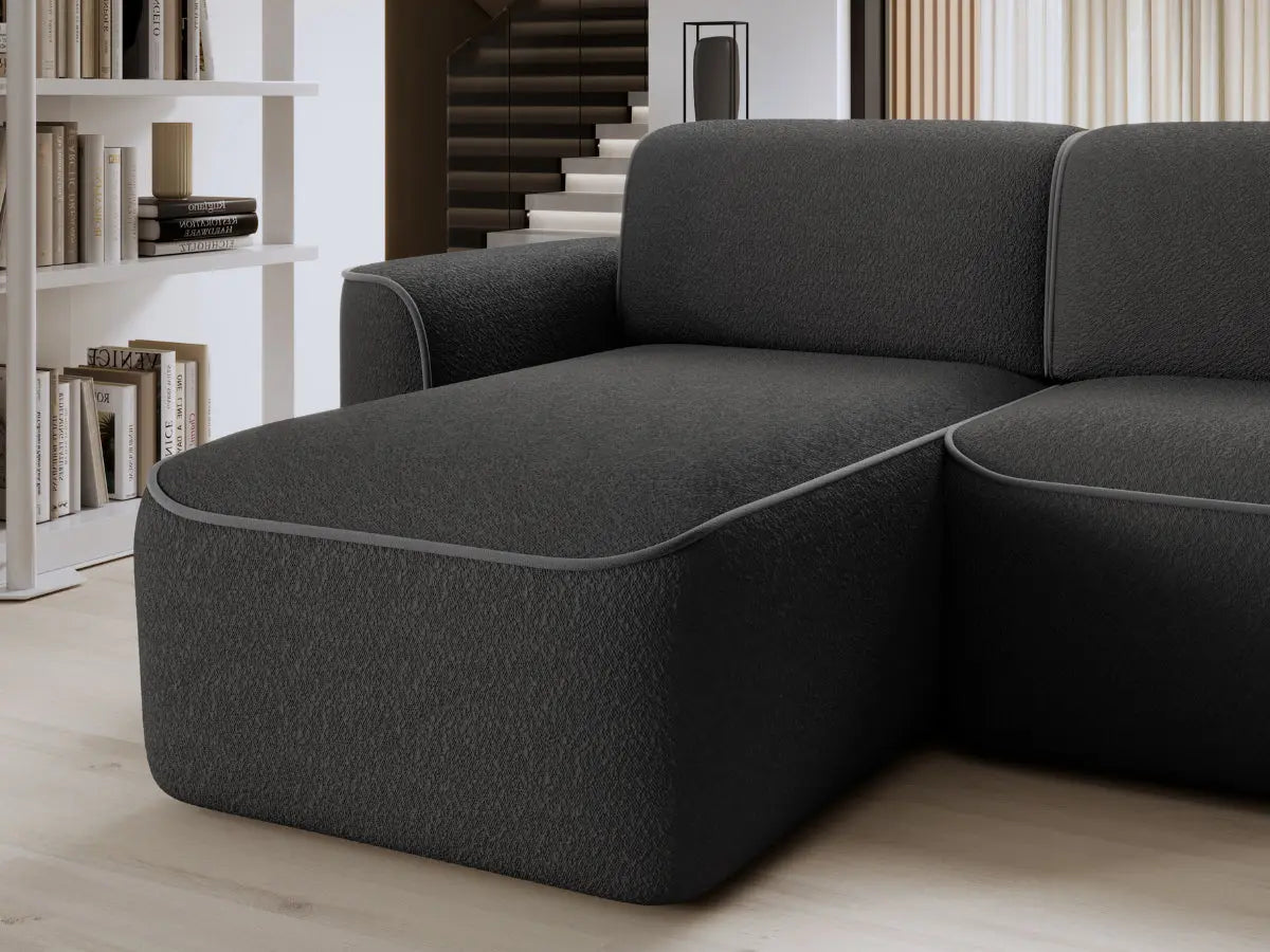 Canapé d'angle convertible électrique tissu boucle LUMIA