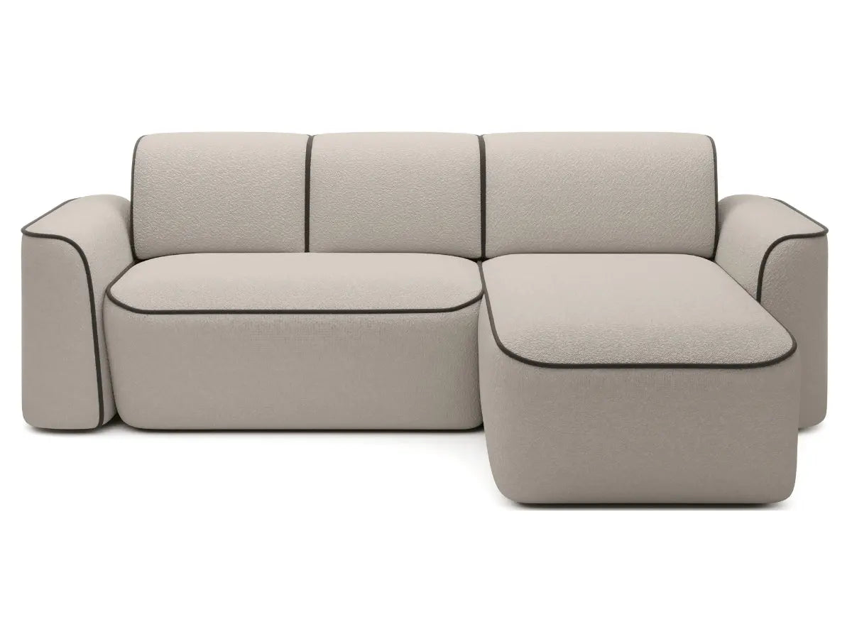 Canapé d'angle convertible électrique tissu boucle LUMIA Tissu-boucle-taupe-Droit