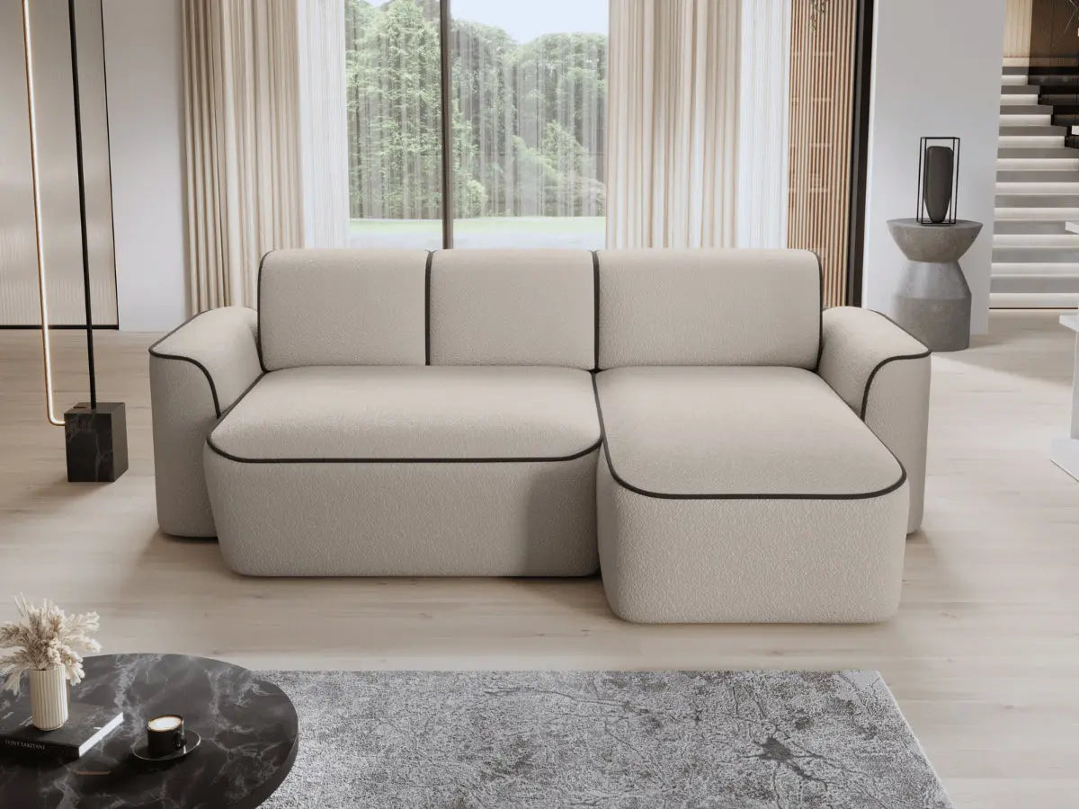 Canapé d'angle convertible électrique tissu boucle LUMIA