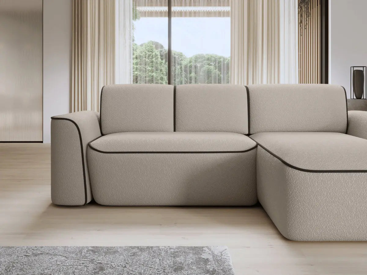 Canapé d'angle convertible électrique tissu boucle LUMIA