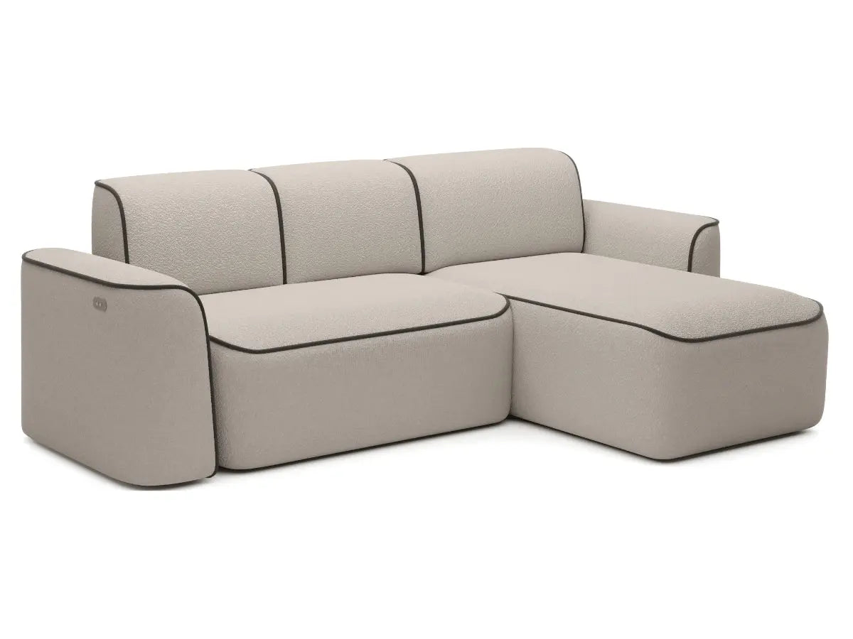 Canapé d'angle convertible électrique tissu boucle LUMIA
