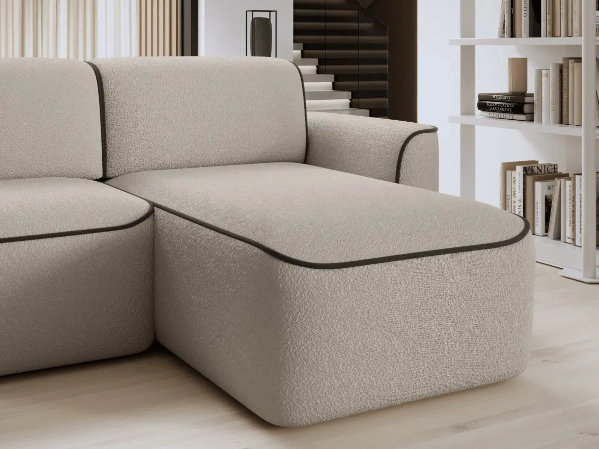 Canapé d'angle convertible électrique tissu boucle LUMIA