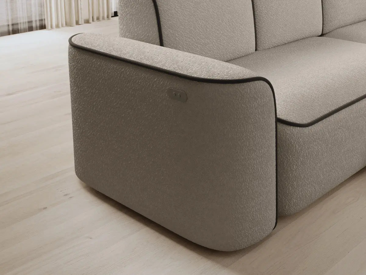 Canapé d'angle convertible électrique tissu boucle LUMIA