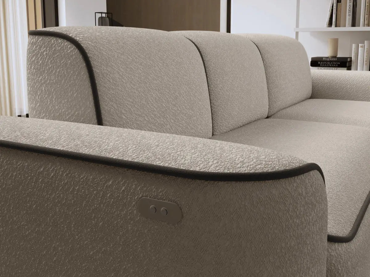 Canapé d'angle convertible électrique tissu boucle LUMIA