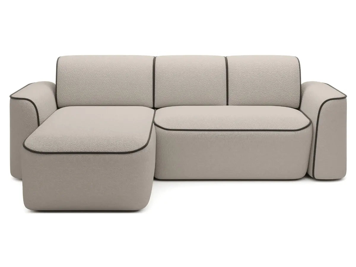 Canapé d'angle convertible électrique tissu boucle LUMIA Tissu-boucle-taupe-Gauche