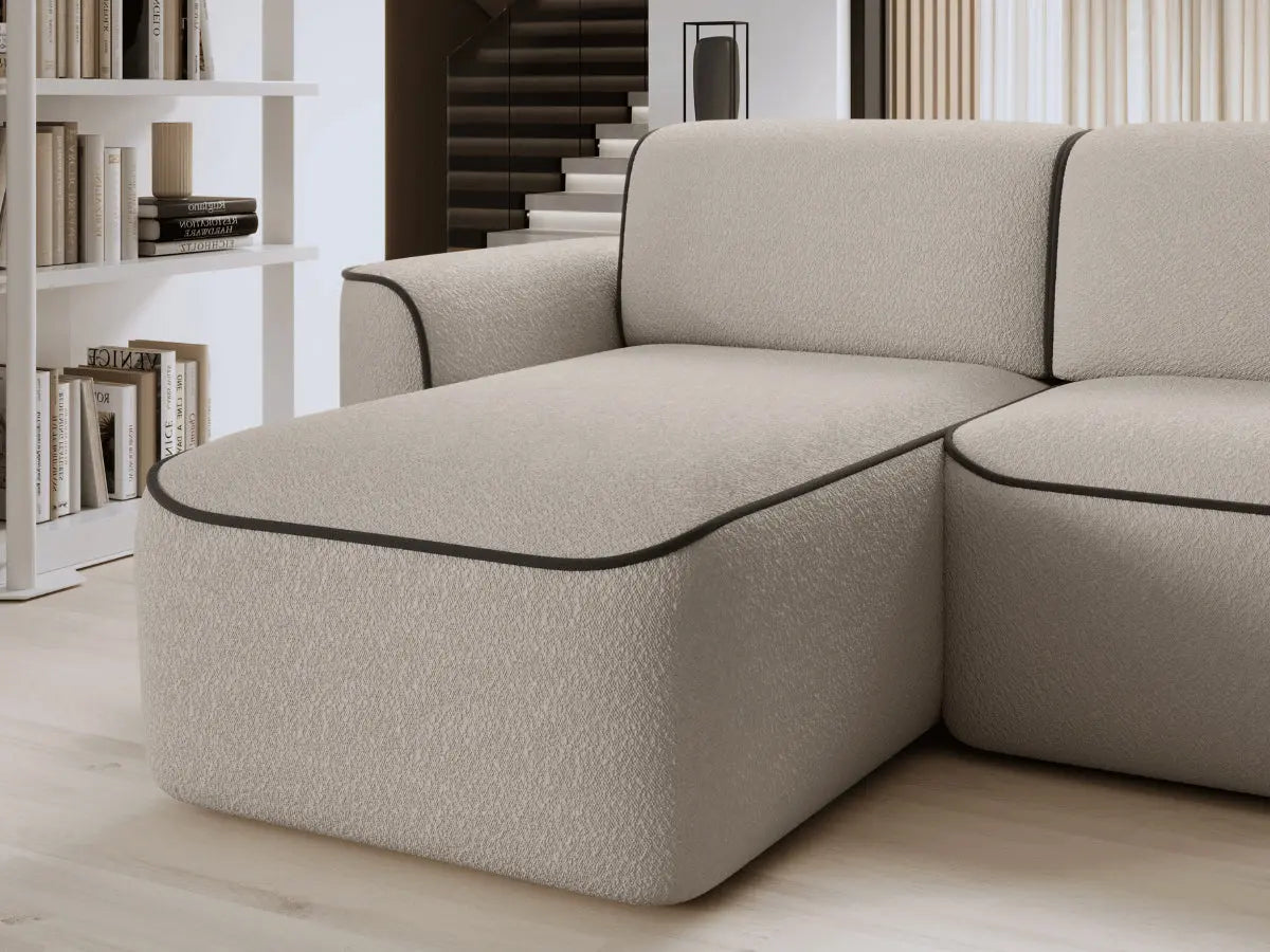 Canapé d'angle convertible électrique tissu boucle LUMIA