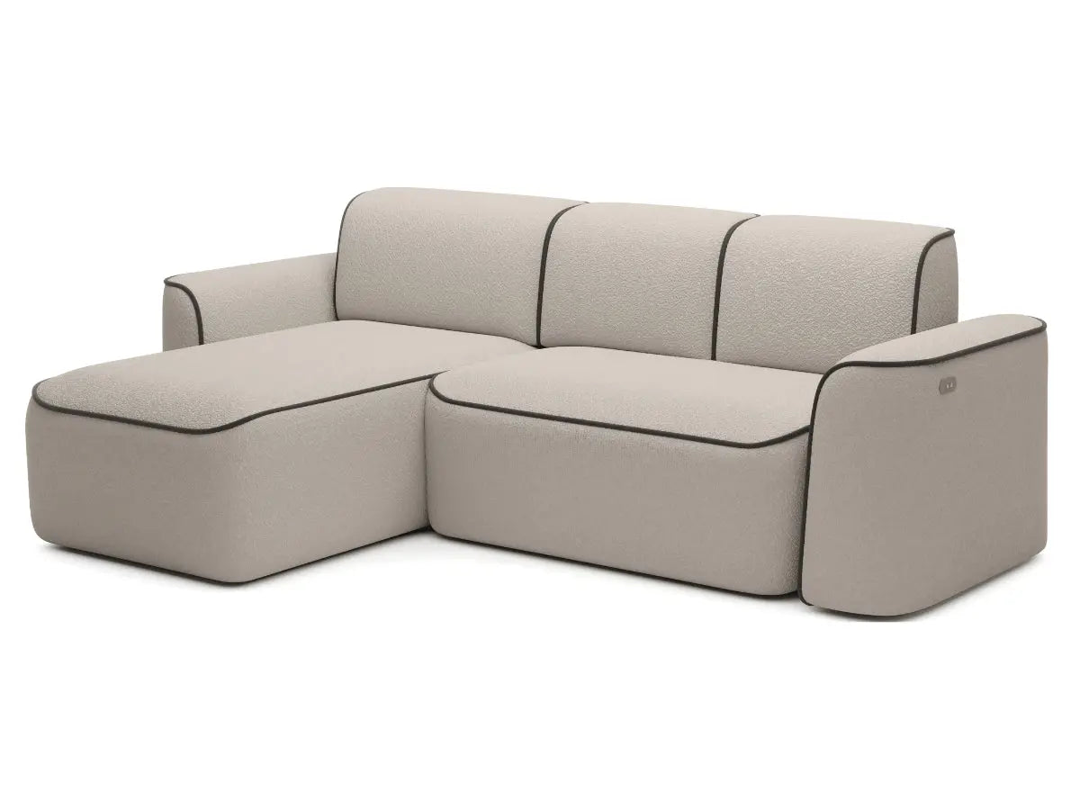 Canapé d'angle convertible électrique tissu boucle LUMIA