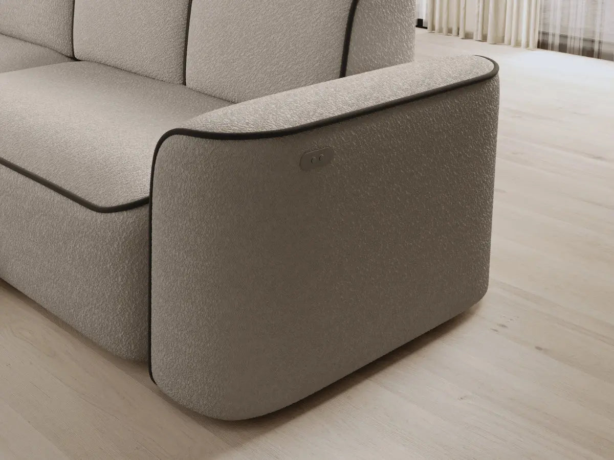 Canapé d'angle convertible électrique tissu boucle LUMIA