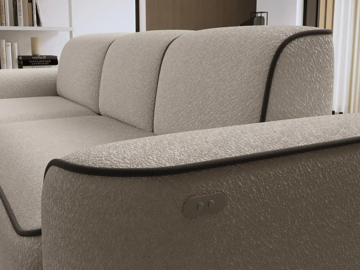 Canapé d'angle convertible électrique tissu boucle LUMIA