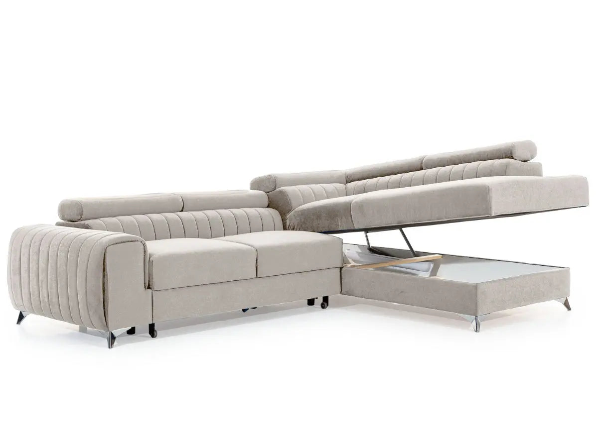 Canapé d'angle convertible têtières relevables SEOUL