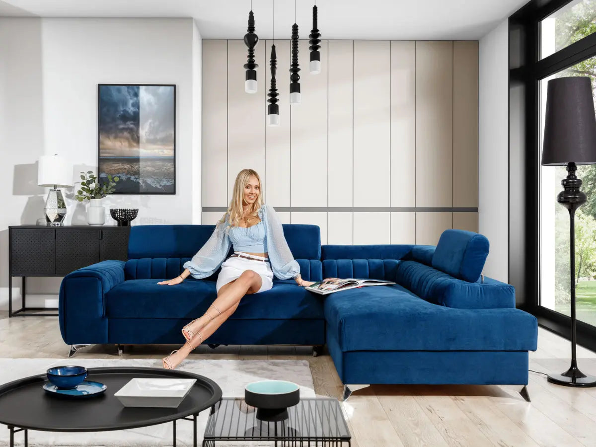 Canapé d'angle convertible têtières relevables SEOUL