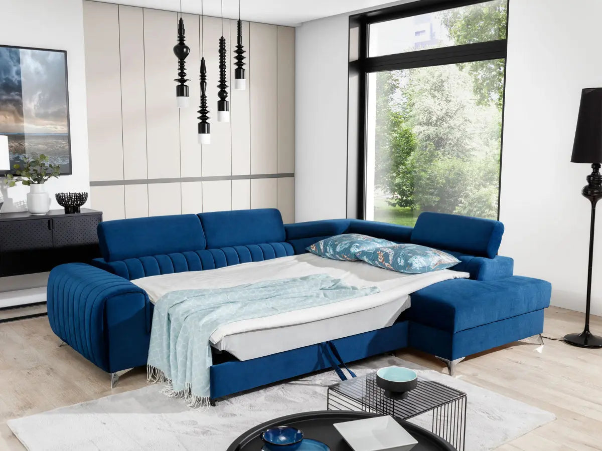 Canapé d'angle convertible têtières relevables SEOUL