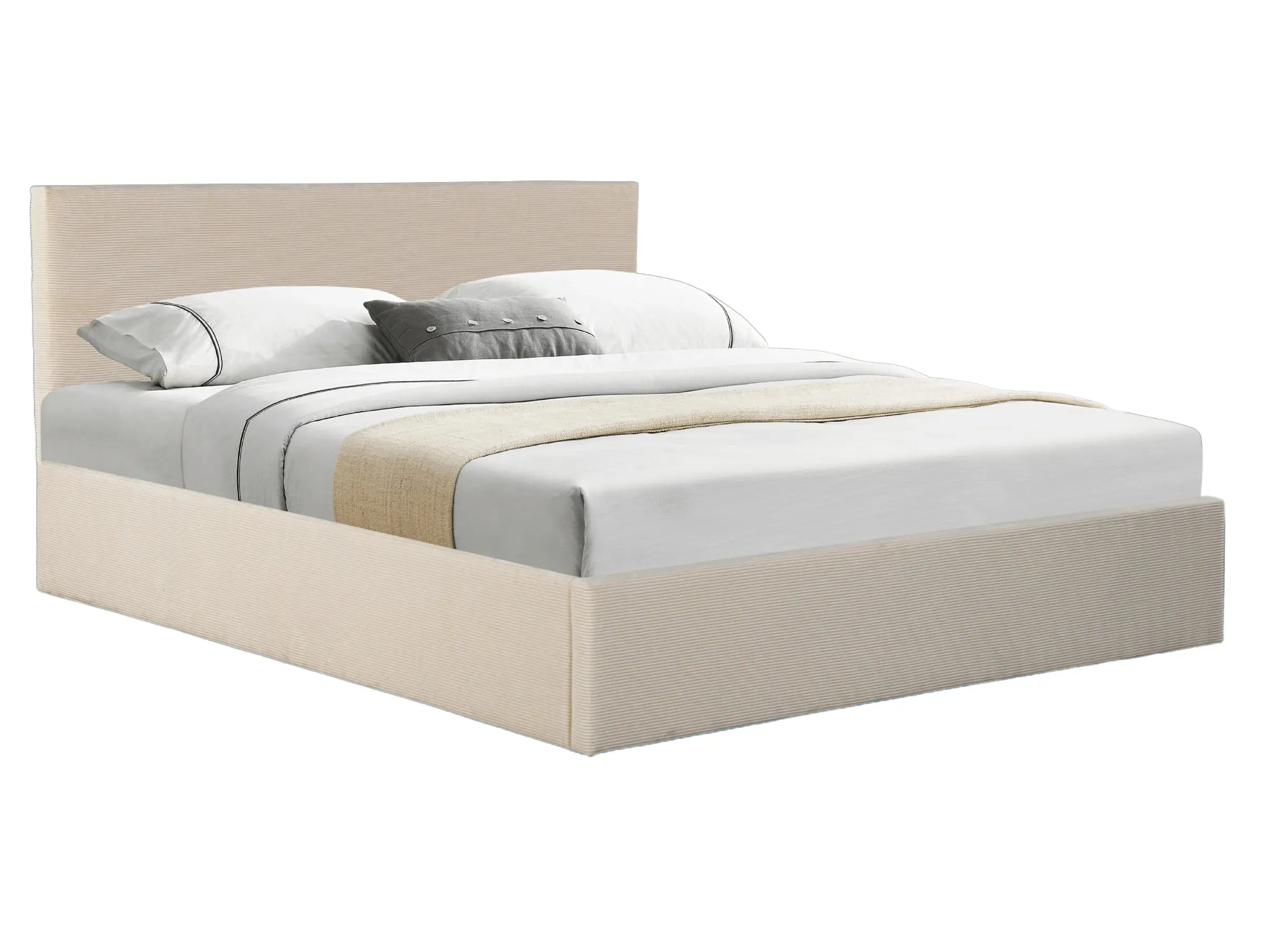 Lit coffre - MATHILDA Velours-côtelé-beige-180x200-cm