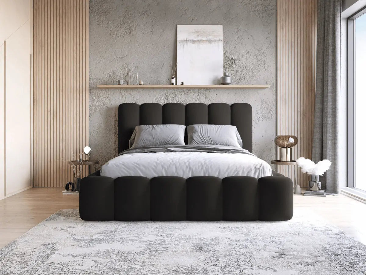 Lit coffre design avec tête de lit matelassée - JADE
