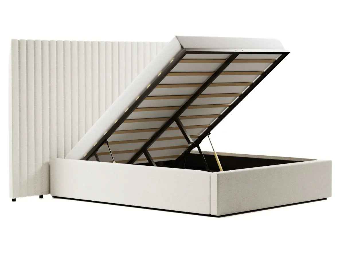 Lit coffre grande tête de lit XXL - EMILIE