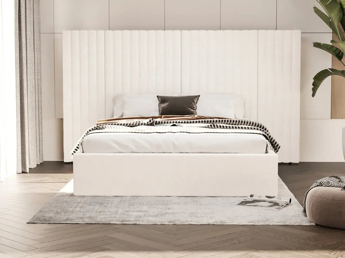 Lit coffre grande tête de lit XXL - EMILIE