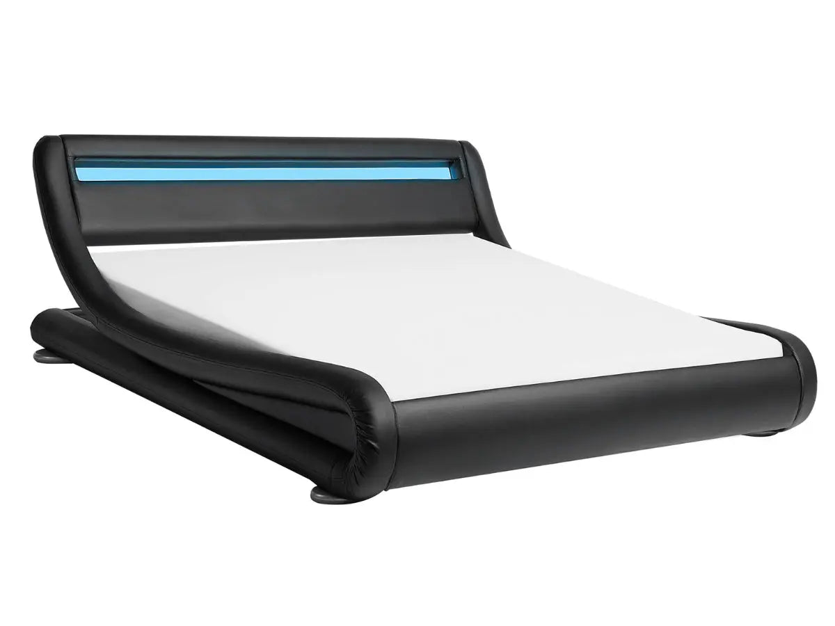 Lit design avec Led - DIANE 180x200-cm-Simili-cuir-noir