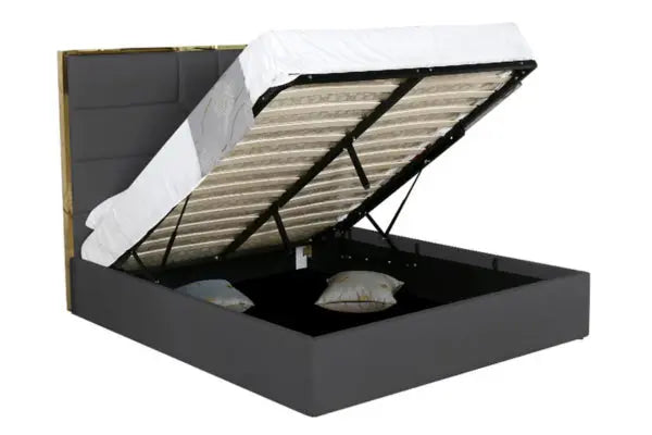 Lit design tête de lit contour effet or - IRENE