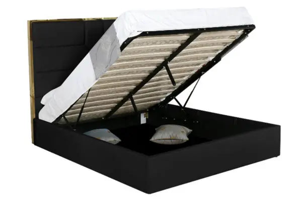 Lit design tête de lit contour effet or - IRENE