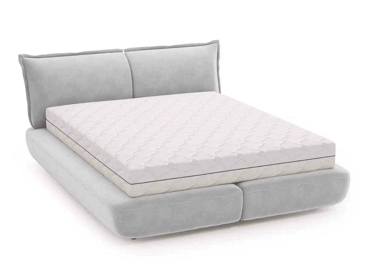 Lit design double sommier - NORA Velours-gris-claire-180x200-cm