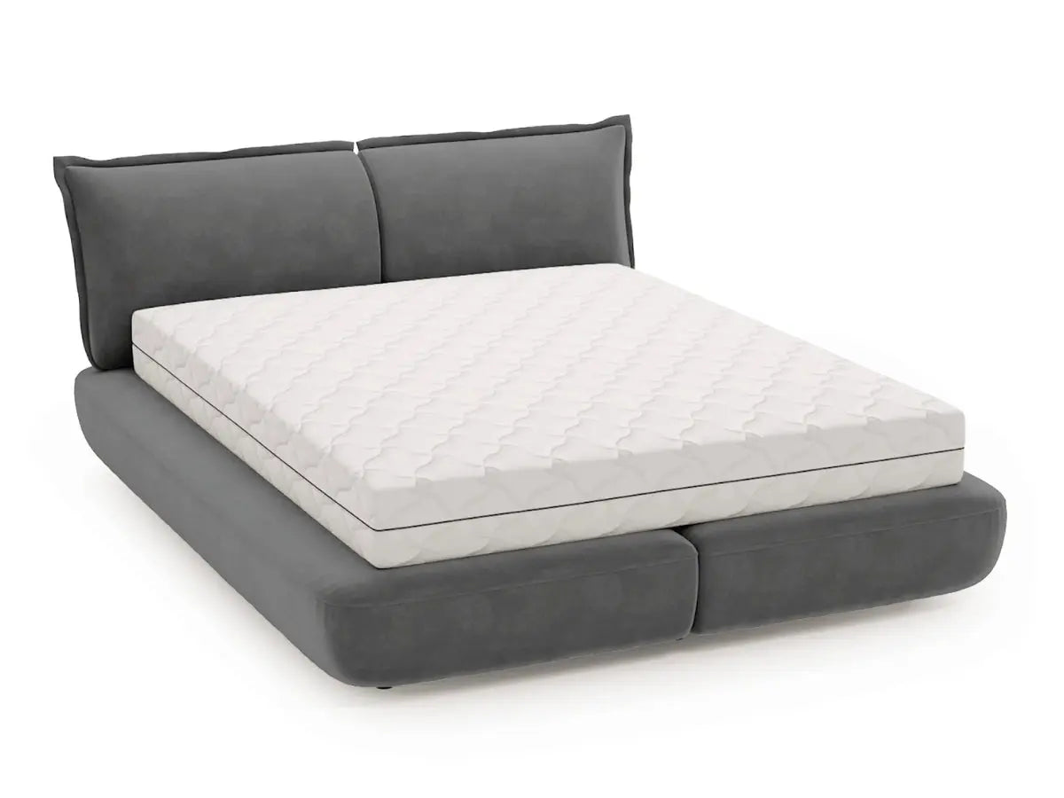 Lit design double sommier - NORA Velours-gris-foncé-180x200-cm