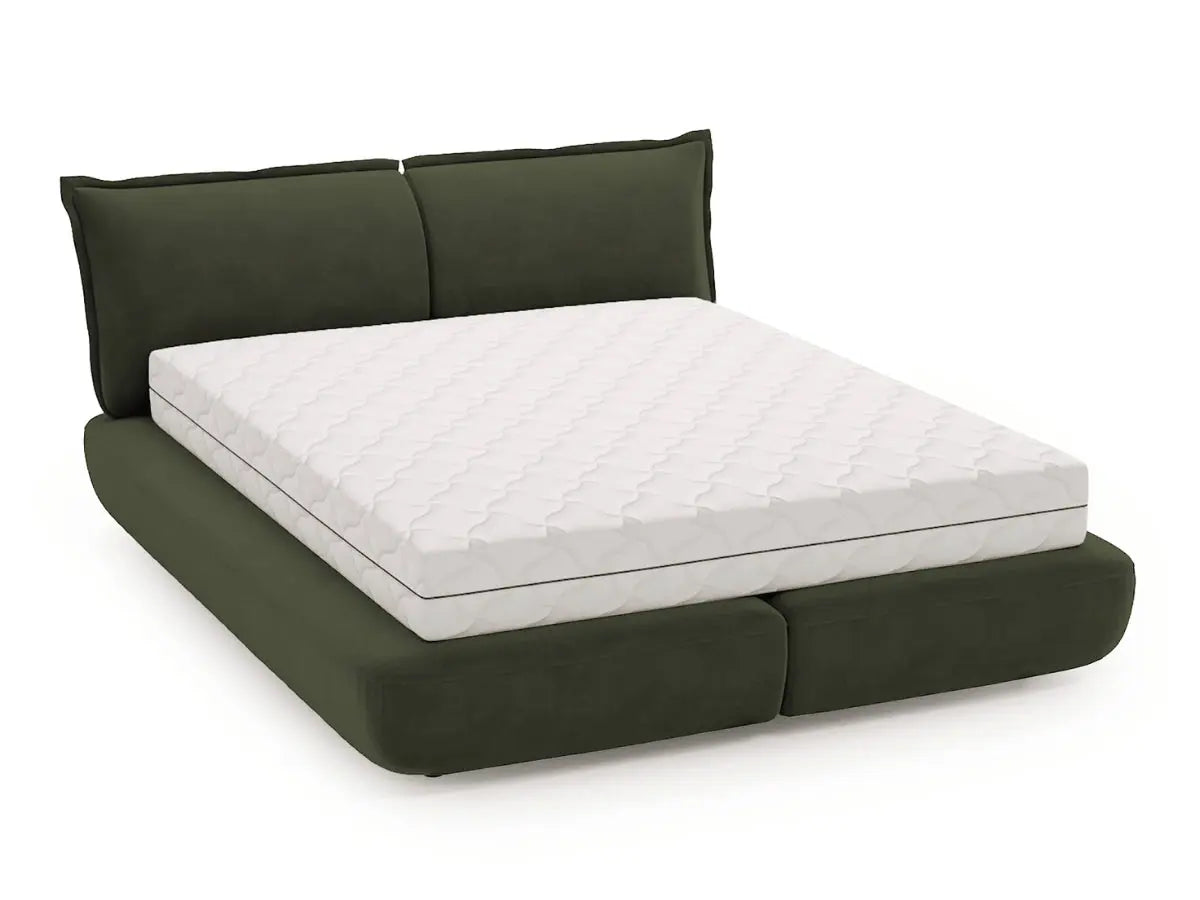 Lit design double sommier - NORA Velours-vert-180x200-cm
