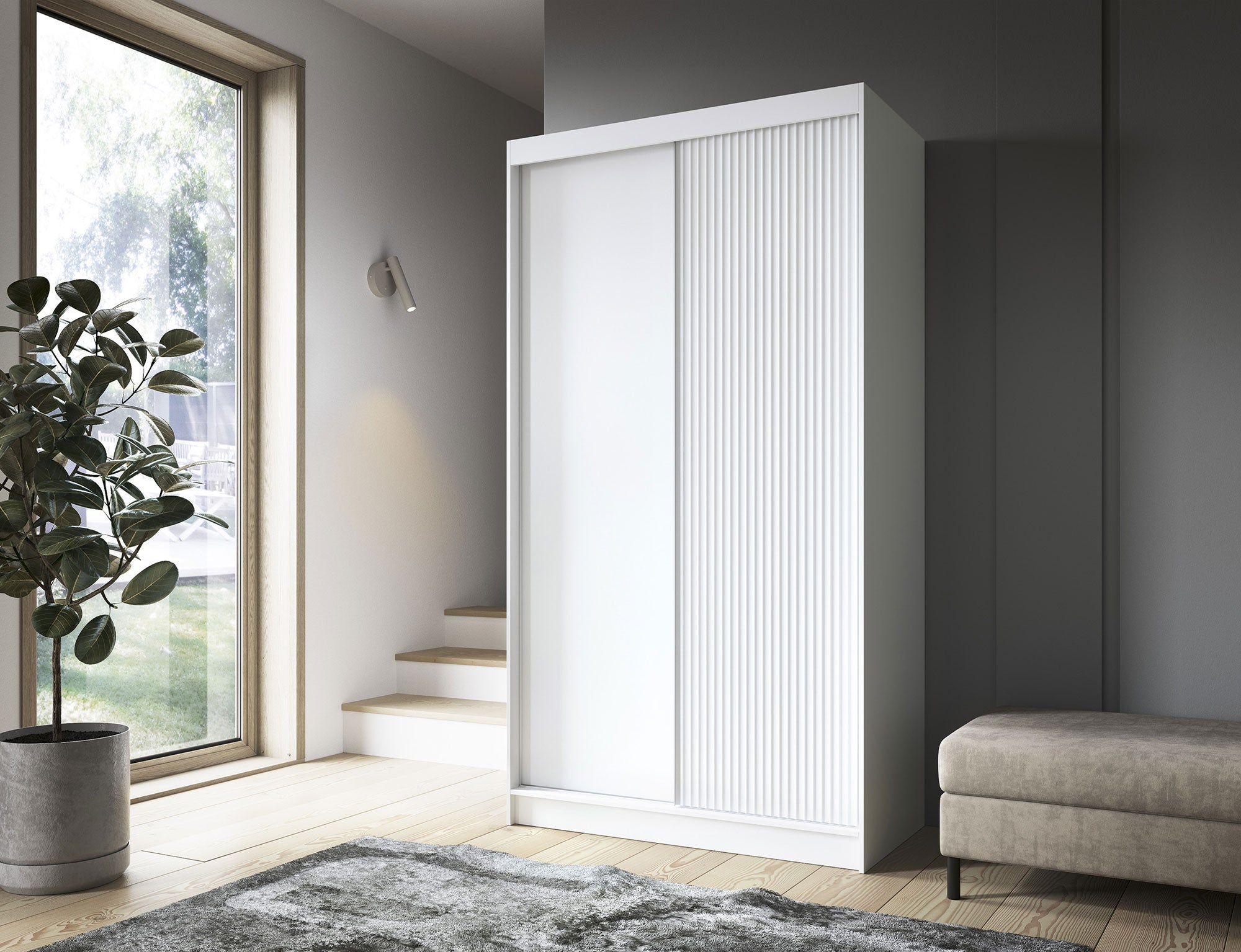 Armoire Dressing Coulissante 120 & 180 cm – Noir ou Blanc – Miroir Optionnel - RAVENTO