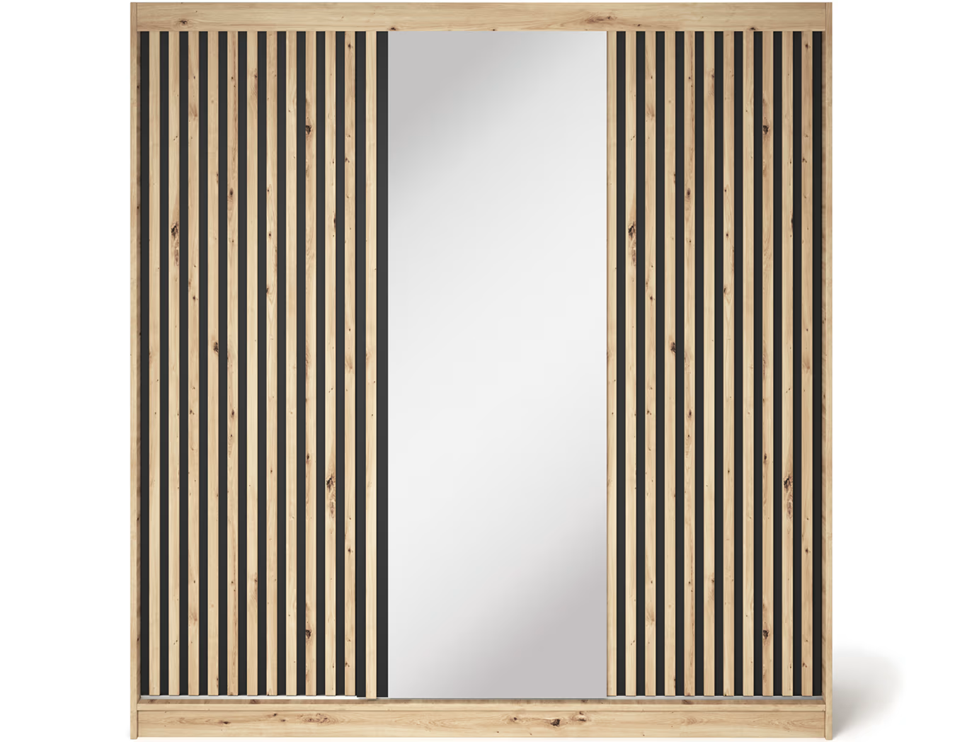 Armoire Dressing Coulissante 120 / 180 cm avec Miroir – Décor Chêne Artisan & Façades Lattes Modernes - LIGNARO