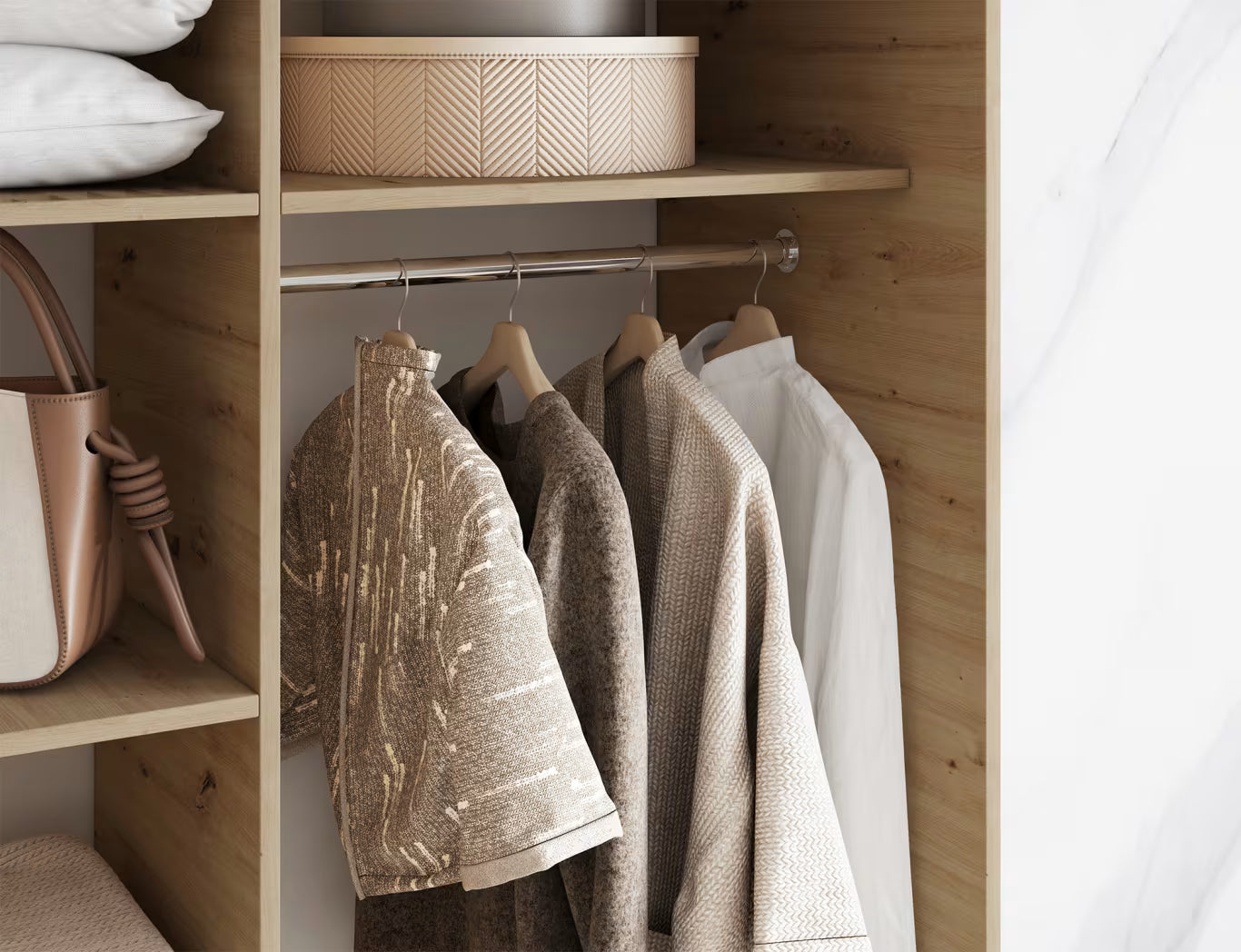 Armoire Dressing Coulissante 120 / 180 cm avec Miroir – Décor Chêne Artisan & Façades Lattes Modernes - LIGNARO