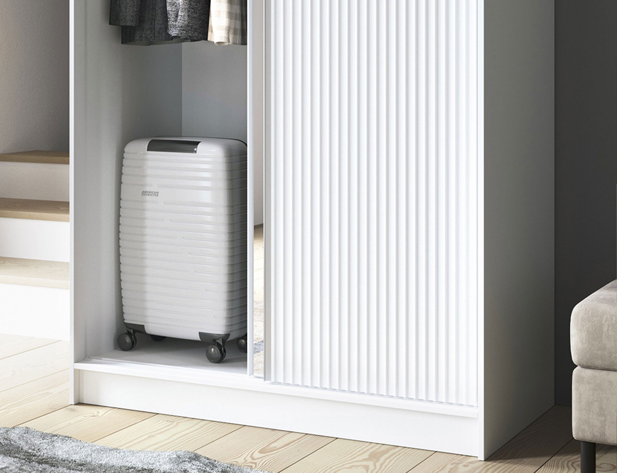 Armoire Dressing Coulissante 120 & 180 cm – Noir ou Blanc – Miroir Optionnel - RAVENTO