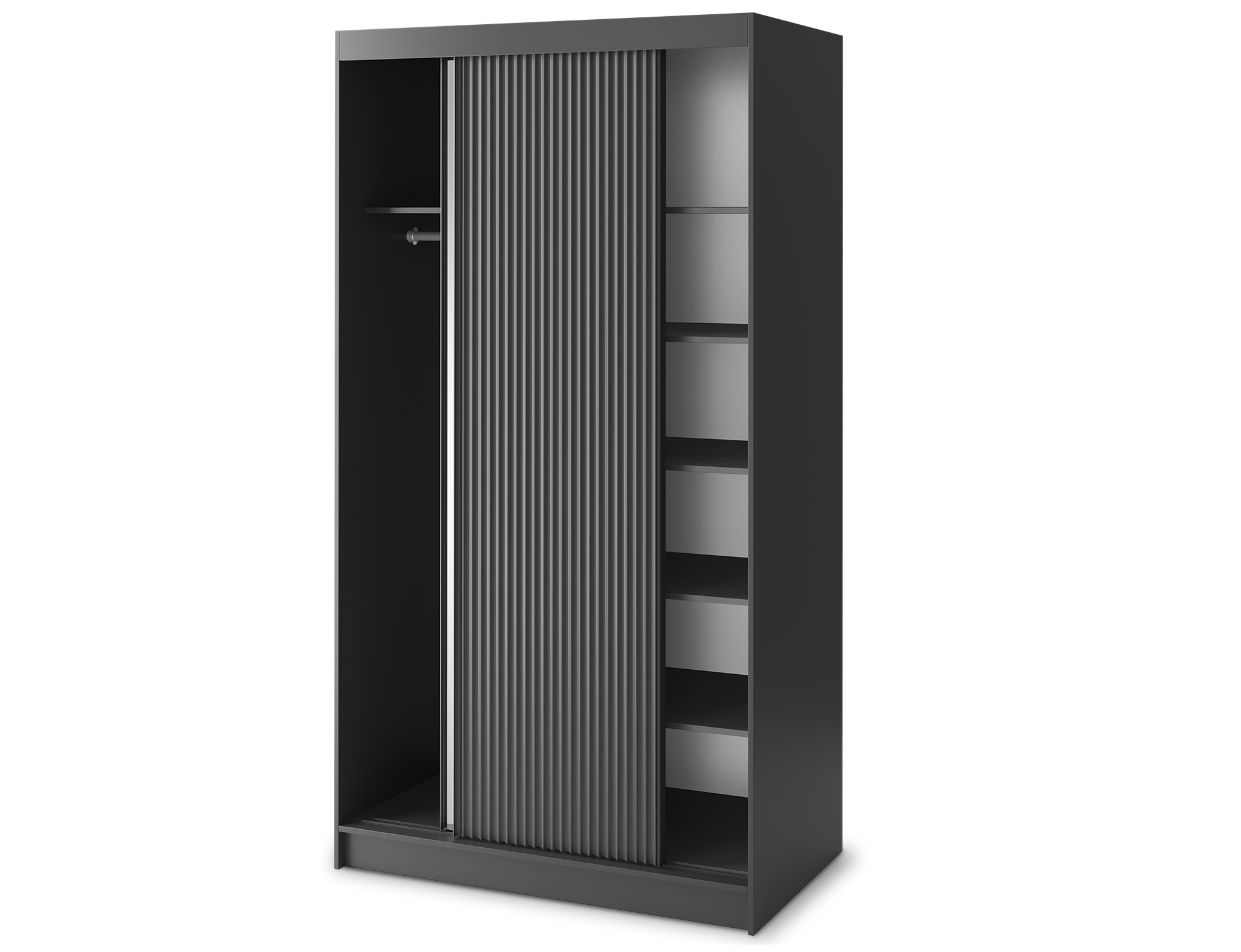 Armoire Dressing Coulissante 120 & 180 cm – Noir ou Blanc – Miroir Optionnel - RAVENTO