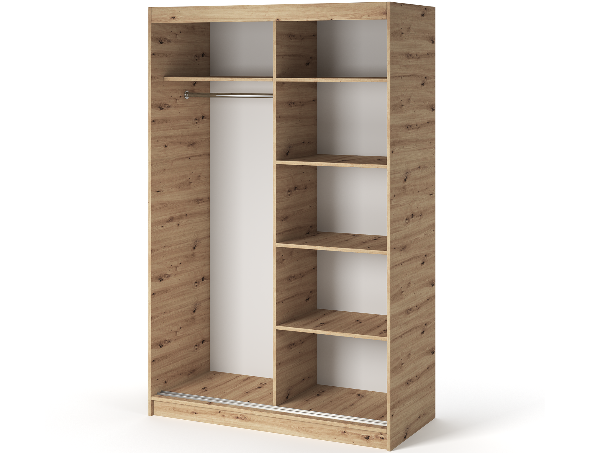 Armoire Dressing Coulissante 120 / 180 cm avec Miroir – Décor Chêne Artisan & Façades Lattes Modernes - LIGNARO