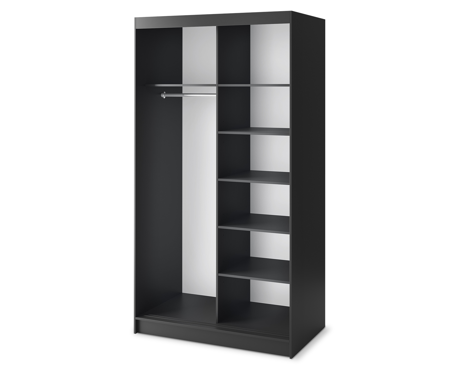 Armoire Dressing Coulissante 120 & 180 cm avec Miroir – Décor Chêne Artisan & Structure Noir Mat - VARELLA