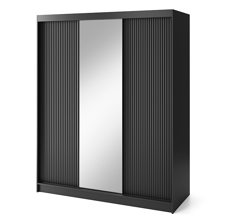 Armoire Dressing Coulissante 120 & 180 cm – Noir ou Blanc – Miroir Optionnel - RAVENTO