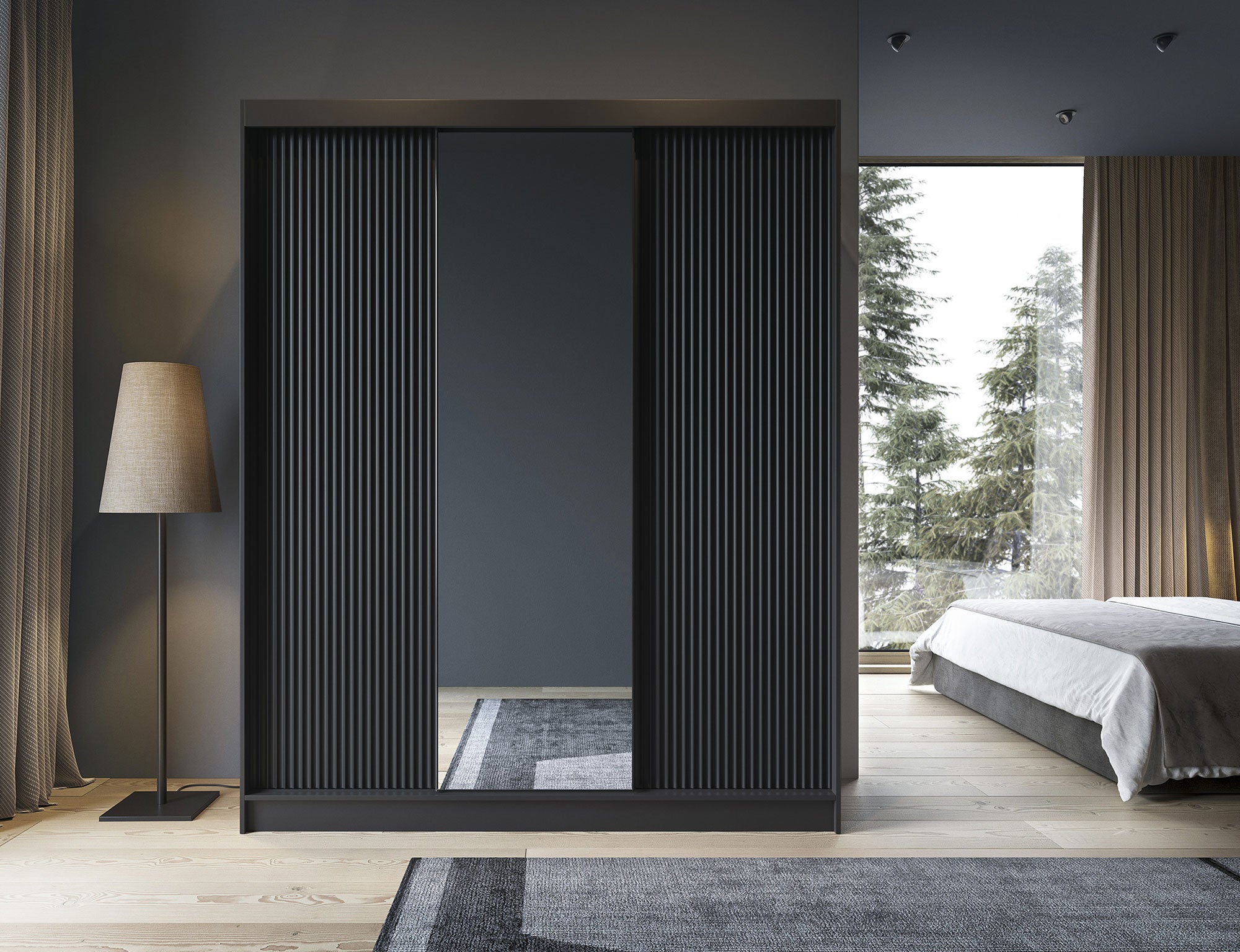 Armoire Dressing Coulissante 120 & 180 cm – Noir ou Blanc – Miroir Optionnel - RAVENTO