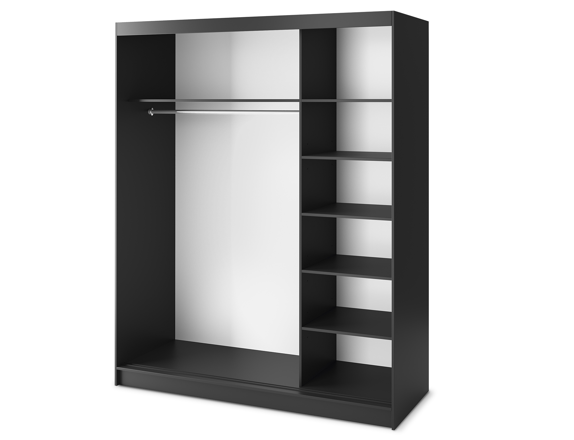 Armoire Dressing Coulissante 120 & 180 cm – Noir ou Blanc – Miroir Optionnel - RAVENTO