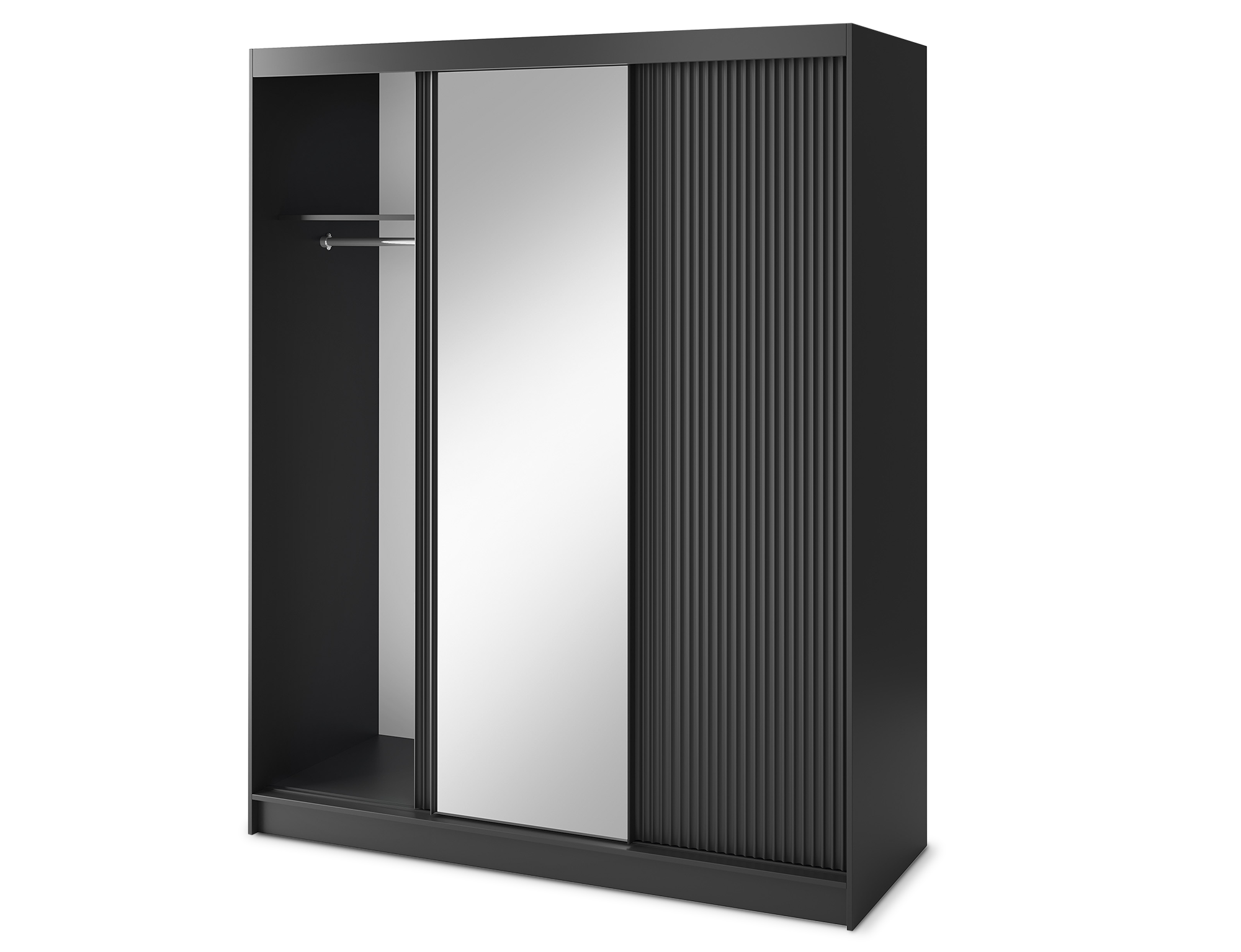 Armoire Dressing Coulissante 120 & 180 cm – Noir ou Blanc – Miroir Optionnel - RAVENTO