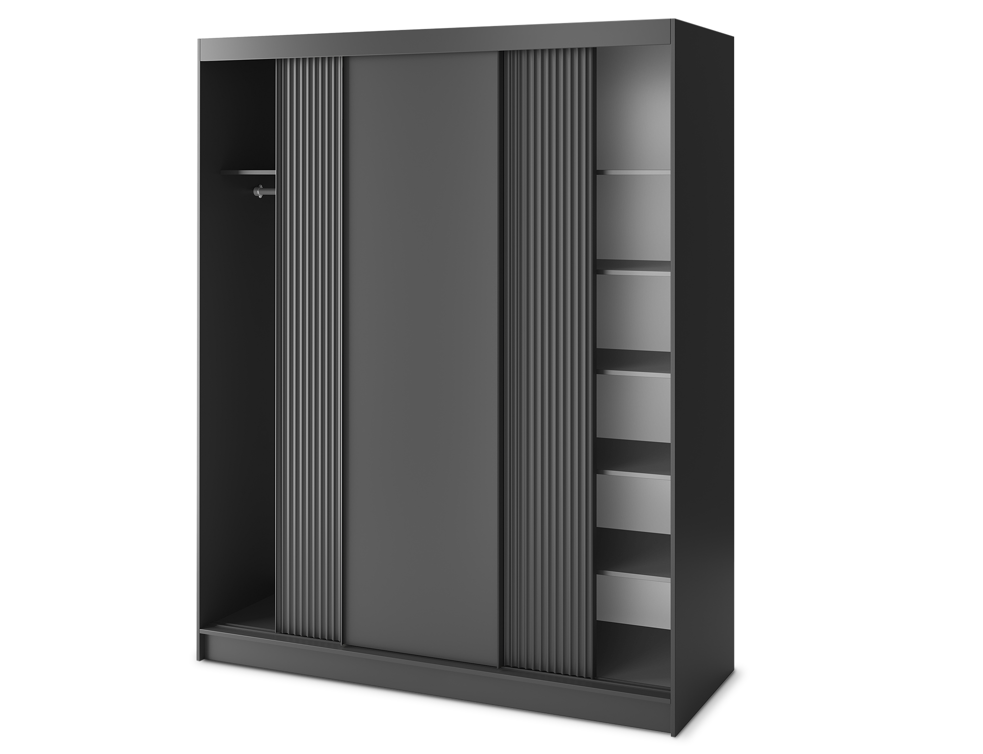 Armoire Dressing Coulissante 120 & 180 cm – Noir ou Blanc – Miroir Optionnel - RAVENTO