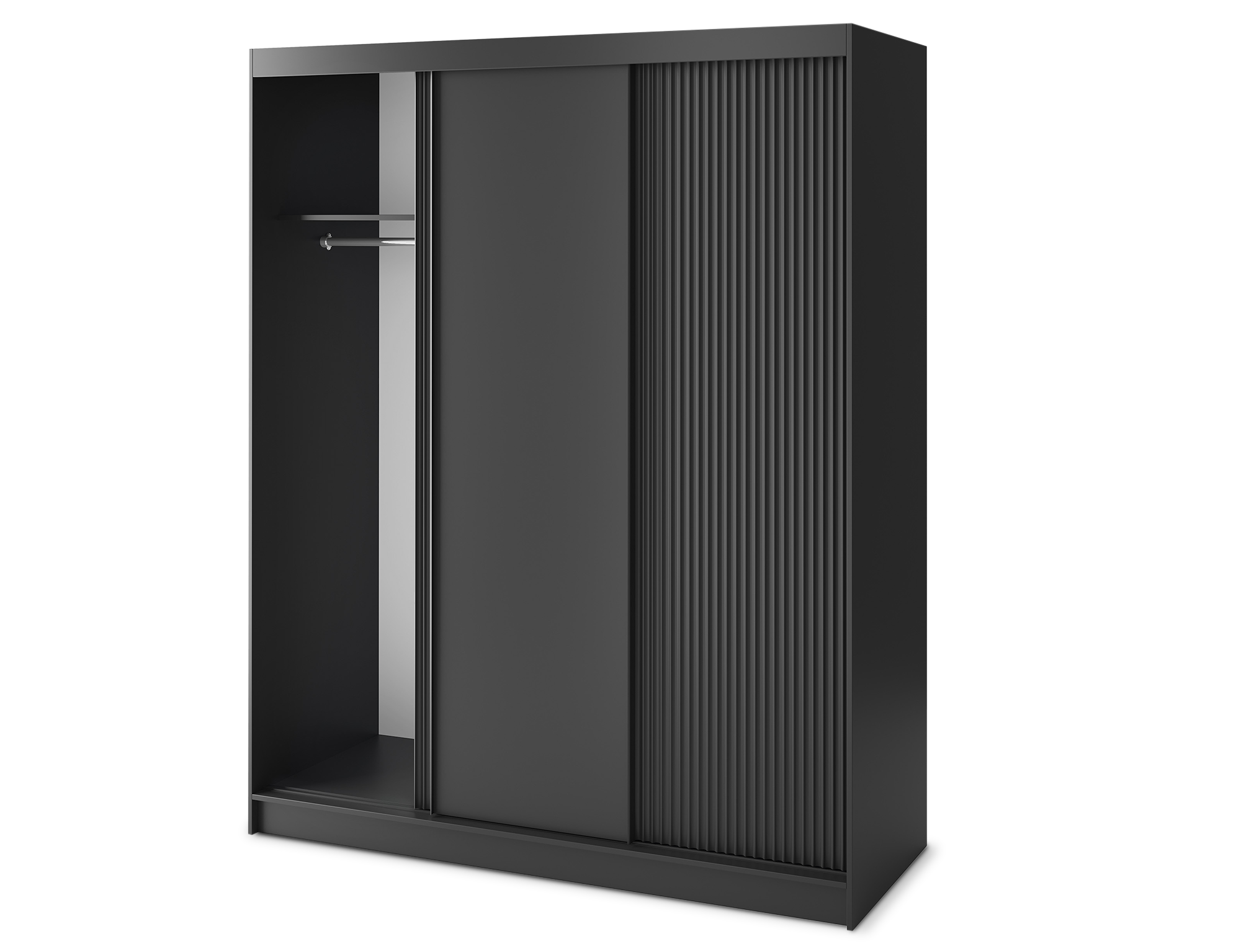 Armoire Dressing Coulissante 120 & 180 cm – Noir ou Blanc – Miroir Optionnel - RAVENTO