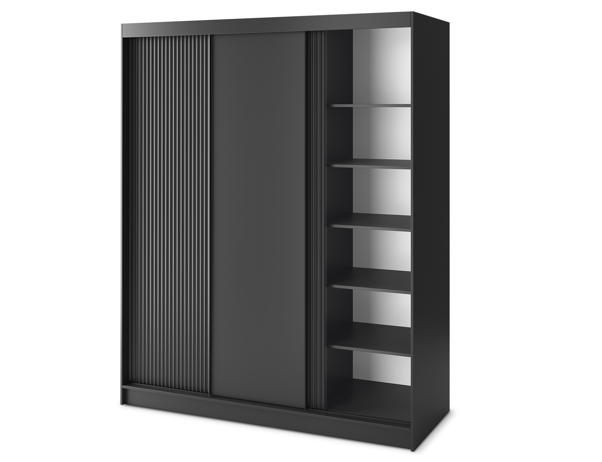 Armoire Dressing Coulissante 120 & 180 cm – Noir ou Blanc – Miroir Optionnel - RAVENTO