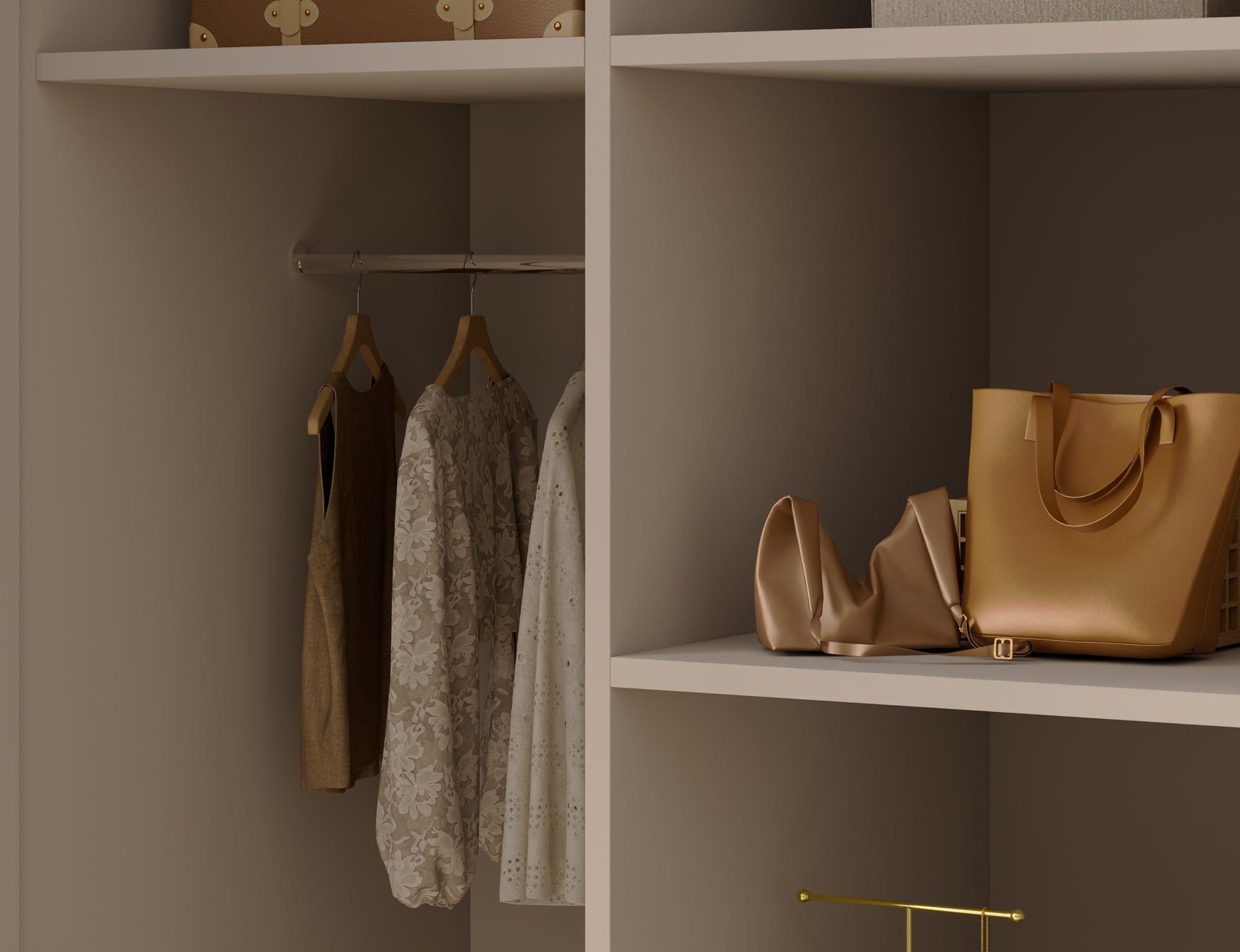 Armoire dressing Léana 100 cm – 2 portes, penderie, étagères, avec ou sans miroir