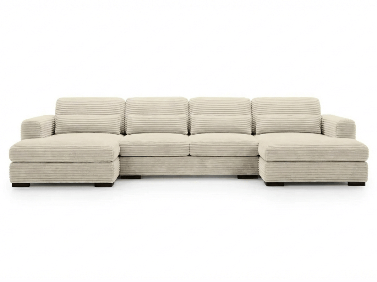 Canapé panoramique en U convertible en velours côtelé de grande épaisseur – Bercy
