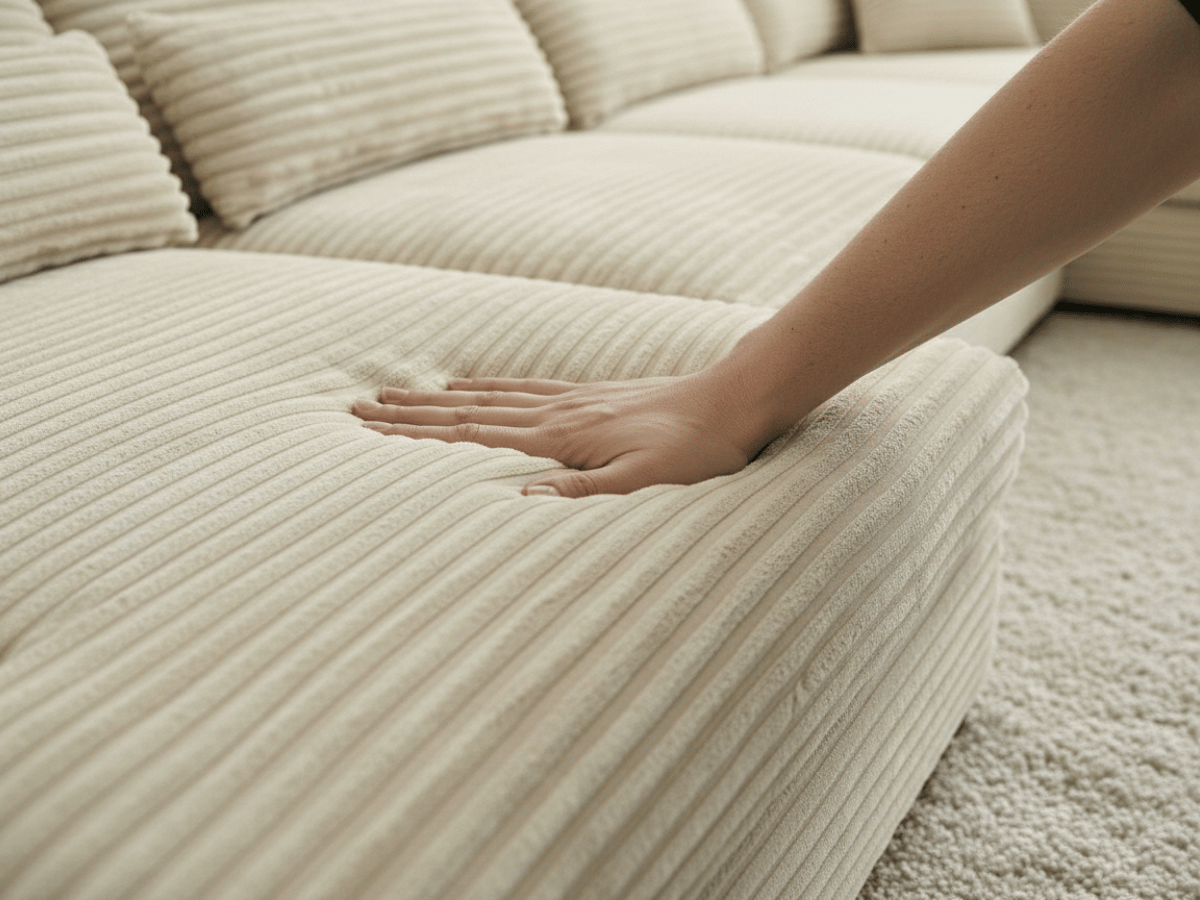 Canapé panoramique en U convertible en velours côtelé de grande épaisseur – Bercy