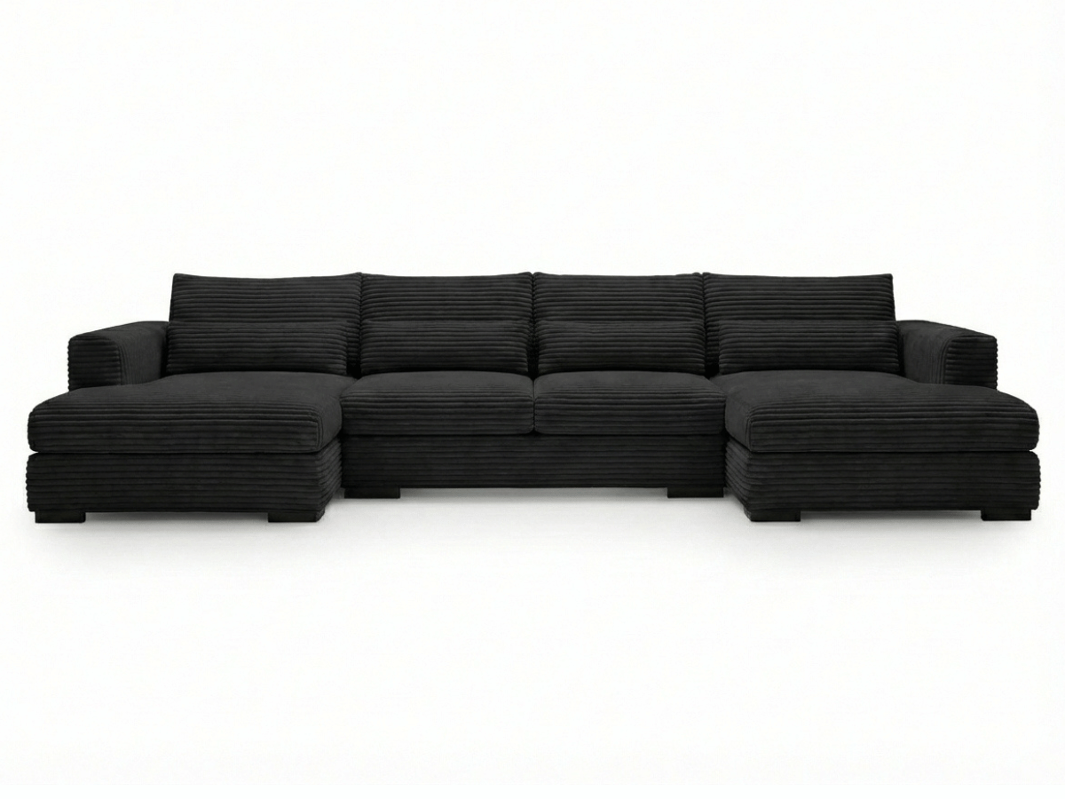 Canapé panoramique en U convertible en velours côtelé de grande épaisseur – Bercy