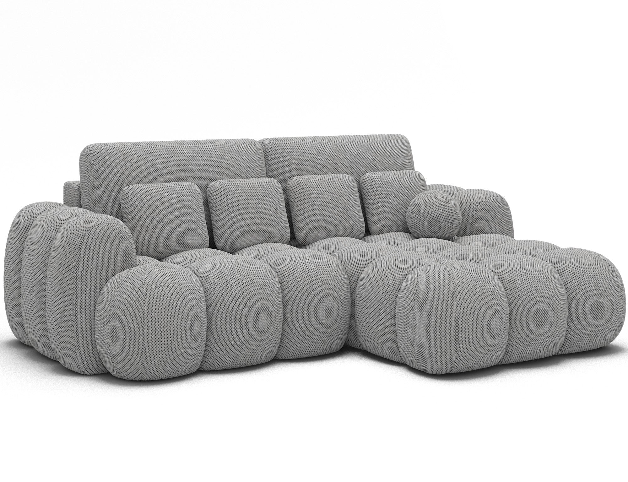 Canapé d'angle Saint-Germain – vue d'ensemble, tissu texturé 3D gris clair