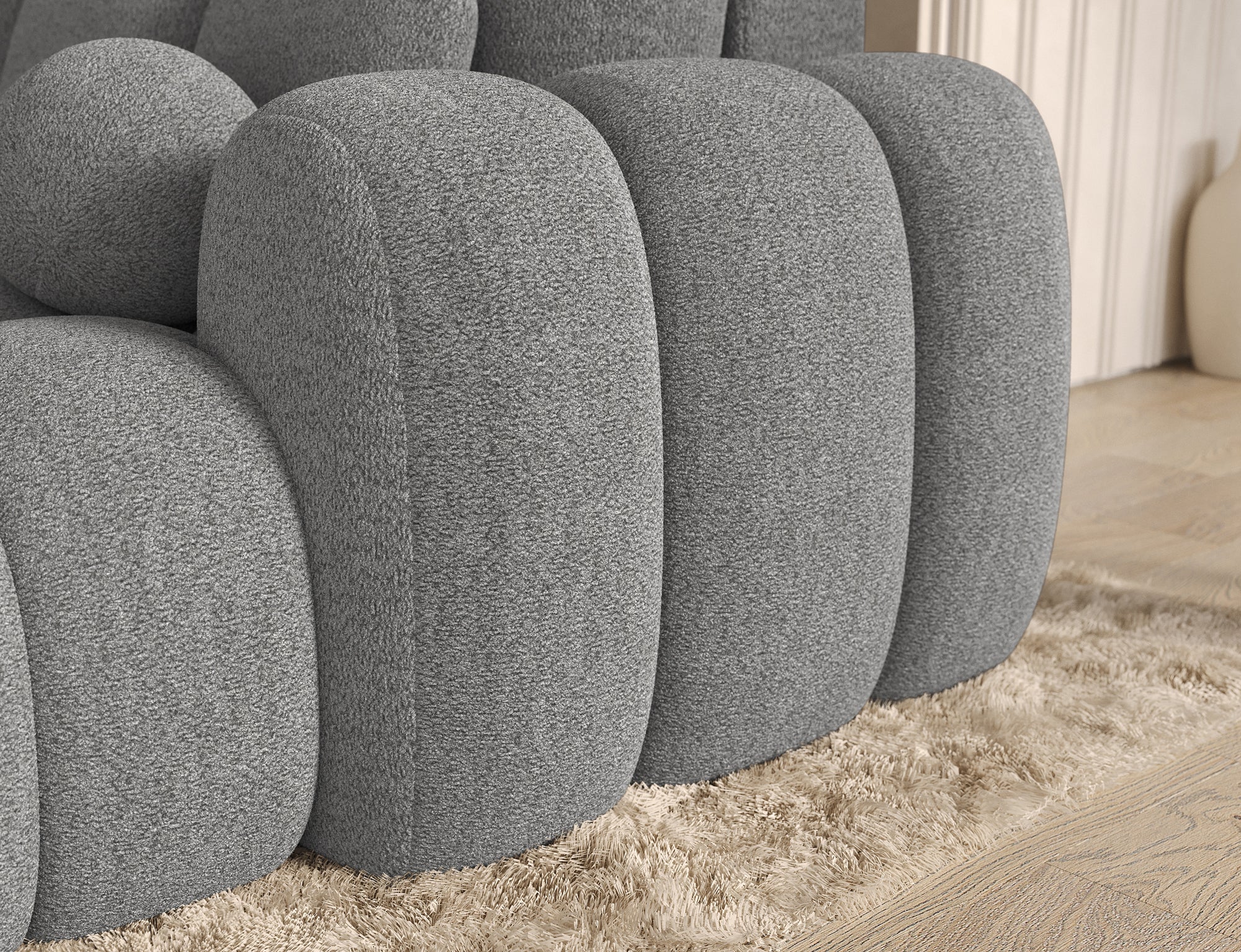 Canapé Saint-Germain converti en couchage 145x193 cm – tissu texturé 3D gris